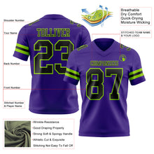 Load image into Gallery viewer, Custom Purple Black-Neon Green Authentic Football Jersey
