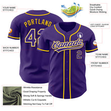 Load image into Gallery viewer, Custom Purple White-Yellow Authentic Baseball Jersey
