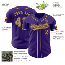 Загрузить изображение в средство просмотра галереи, Custom Purple Old Gold Authentic Baseball Jersey

