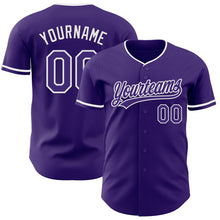 Load image into Gallery viewer, Custom Purple White Authentic Baseball Jersey
