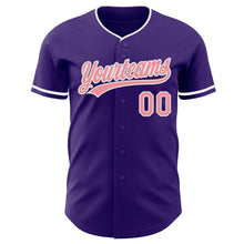 Load image into Gallery viewer, Custom Purple Medium Pink-White Authentic Baseball Jersey

