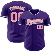 Load image into Gallery viewer, Custom Purple Medium Pink-White Authentic Baseball Jersey
