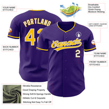 Load image into Gallery viewer, Custom Purple Yellow-White Authentic Baseball Jersey
