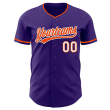 Laden Sie das Bild in den Galerie-Viewer, Custom Purple Orange-White Authentic Baseball Jersey
