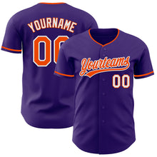 Laden Sie das Bild in den Galerie-Viewer, Custom Purple Orange-White Authentic Baseball Jersey
