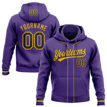 Загрузить изображение в средство просмотра галереи, Custom Stitched Purple Black-Gold Baseball Pullover Sweatshirt Hoodie
