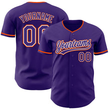 Load image into Gallery viewer, Custom Purple White-Orange Authentic Baseball Jersey
