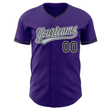 Load image into Gallery viewer, Custom Purple Black-White Authentic Baseball Jersey
