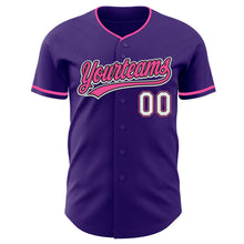 Charger l'image dans la galerie, Custom Purple White Black-Pink Authentic Baseball Jersey
