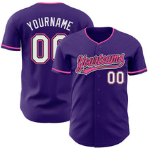 Charger l'image dans la galerie, Custom Purple White Black-Pink Authentic Baseball Jersey
