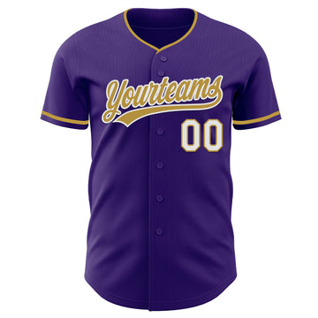 Custom Purple Old Gold-White Authentic Baseball Jersey