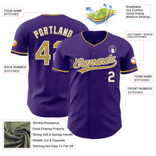 Load image into Gallery viewer, Custom Purple Old Gold-White Authentic Baseball Jersey
