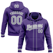 Загрузить изображение в средство просмотра галереи, Custom Stitched Purple Gray-White Baseball Pullover Sweatshirt Hoodie
