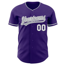 Charger l'image dans la galerie, Custom Purple Gray-White Authentic Baseball Jersey
