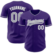 Charger l'image dans la galerie, Custom Purple Gray-White Authentic Baseball Jersey

