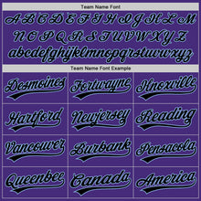Load image into Gallery viewer, Custom Purple Black-Light Blue Authentic Baseball Jersey

