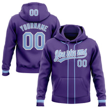 Загрузить изображение в средство просмотра галереи, Custom Stitched Purple Light Blue-White Baseball Pullover Sweatshirt Hoodie
