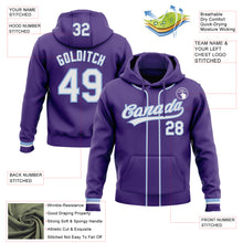 Загрузить изображение в средство просмотра галереи, Custom Stitched Purple White-Light Blue Baseball Pullover Sweatshirt Hoodie
