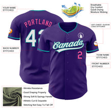 Load image into Gallery viewer, Custom Purple White Teal-Pink Authentic Baseball Jersey
