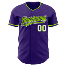 Laden Sie das Bild in den Galerie-Viewer, Custom Purple Neon Green Black-White Authentic Baseball Jersey
