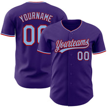 Charger l'image dans la galerie, Custom Purple Light Blue-Red Authentic Baseball Jersey
