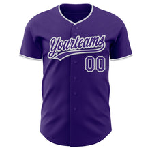Load image into Gallery viewer, Custom Purple White-Gray Authentic Baseball Jersey
