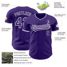 Load image into Gallery viewer, Custom Purple White-Gray Authentic Baseball Jersey
