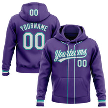 Загрузить изображение в средство просмотра галереи, Custom Stitched Purple White-Teal Baseball Pullover Sweatshirt Hoodie
