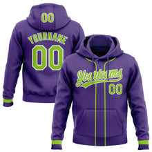 Загрузить изображение в средство просмотра галереи, Custom Stitched Purple Neon Green-White Baseball Pullover Sweatshirt Hoodie
