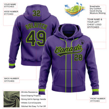 Загрузить изображение в средство просмотра галереи, Custom Stitched Purple Black-Neon Green Baseball Pullover Sweatshirt Hoodie
