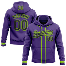 Загрузить изображение в средство просмотра галереи, Custom Stitched Purple Black-Neon Green Baseball Pullover Sweatshirt Hoodie

