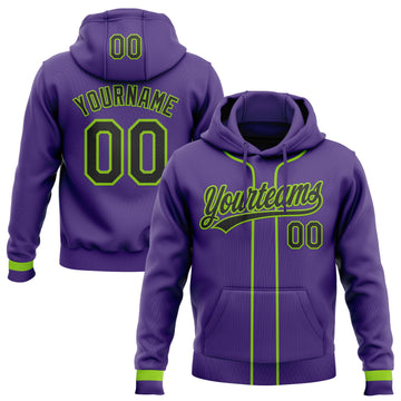 Custom Stitched Purple Black-Neon Green Baseball Pullover Sweatshirt Hoodie