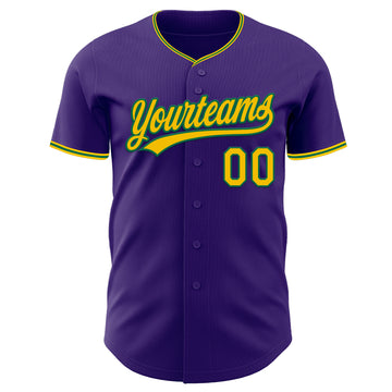 Custom Purple Yellow-Kelly Green Authentic Baseball Jersey