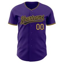 Laden Sie das Bild in den Galerie-Viewer, Custom Purple Black-Old Gold Authentic Baseball Jersey
