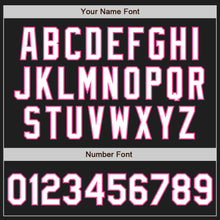Laden Sie das Bild in den Galerie-Viewer, Custom Black White-Pink Authentic Raglan Sleeves Baseball Jersey
