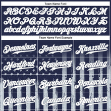 Charger l'image dans la galerie, Custom Navy White-Gray Camo Raglan Sleeves American Flag Patriotic Authentic Baseball Jersey
