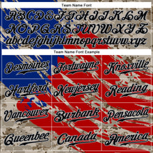 Load image into Gallery viewer, Custom Camo Black Red-Gray American Flag Statue Of Liberty Patriotic Splatter Raglan Sleeves Authentic Baseball Jersey
