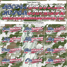 Laden Sie das Bild in den Galerie-Viewer, Custom Camo USA Flag Red Blue Black-White Statue Of Liberty Patriotic Stars &amp; Stripes Raglan Sleeves Authentic Baseball Jersey
