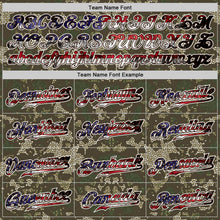 Laden Sie das Bild in den Galerie-Viewer, Custom Camo USA Flag Red Blue Brown-White Patriotic Mosaic Camouflage Stars &amp; Stripes Raglan Sleeves Authentic Baseball Jersey
