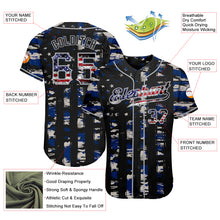 Загрузить изображение в средство просмотра галереи, Custom Black USA Flag-Gray Distressed Grunge Patriotic Raglan Sleeves Authentic Baseball Jersey
