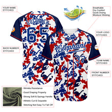 Загрузить изображение в средство просмотра галереи, Custom White Royal Red-Navy Camo American Flag Patriotic Raglan Sleeves Authentic Baseball Jersey
