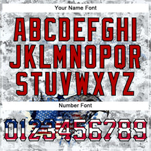 Charger l'image dans la galerie, Custom White USA Flag Red-Black Bald Eagle Patriotic Grunge Camo Raglan Sleeves Authentic Baseball Jersey
