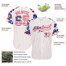 Laden Sie das Bild in den Galerie-Viewer, Custom White Red Pinstripe USA Flag-Blue Patriotic Stars &amp; Stripes Raglan Sleeves Authentic Baseball Jersey
