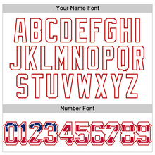 Laden Sie das Bild in den Galerie-Viewer, Custom White Red Pinstripe USA Flag-Blue Patriotic Stars &amp; Stripes Raglan Sleeves Authentic Baseball Jersey
