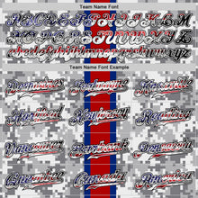 Charger l'image dans la galerie, Custom Camo USA Flag Red Blue Black-White Patriotic Pixel Camouflage Stars &amp; Stripes Raglan Sleeves Authentic Baseball Jersey
