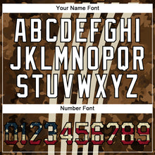 Charger l'image dans la galerie, Custom Camo Vintage USA Flag Cream Black-White Patriotic Desert Camouflage Raglan Sleeves Authentic Baseball Jersey
