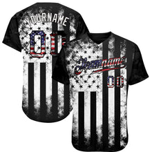 Laden Sie das Bild in den Galerie-Viewer, Custom Black USA Flag-White Patriotic Distressed Grunge Desert Camouflage Raglan Sleeves Authentic Baseball Jersey
