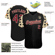 Загрузить изображение в средство просмотра галереи, Custom Black Crimson-Cream Star Raglan Sleeves Authentic Baseball Jersey
