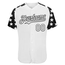 Charger l'image dans la galerie, Custom White Black Star Raglan Sleeves Authentic Baseball Jersey
