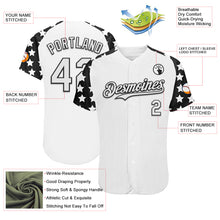 Charger l'image dans la galerie, Custom White Black Star Raglan Sleeves Authentic Baseball Jersey
